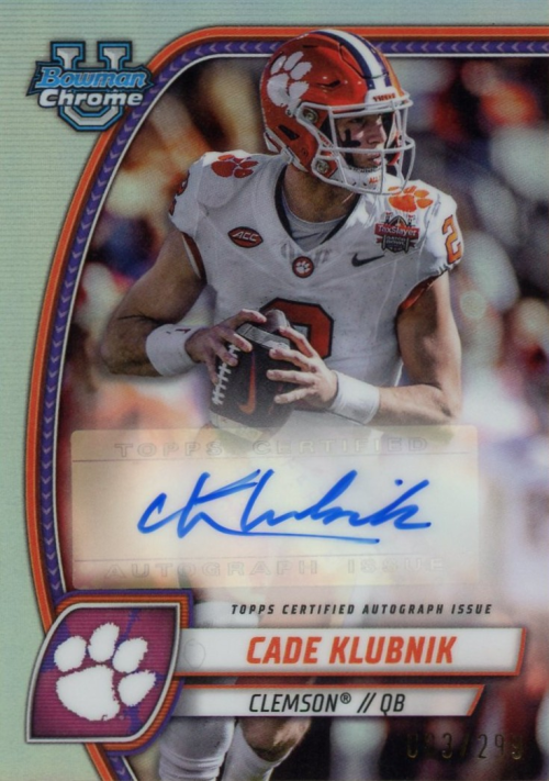 2024 Bowman Chrome University Prospect Autographs Stealth Refractors #PACKL Cade Klubnik