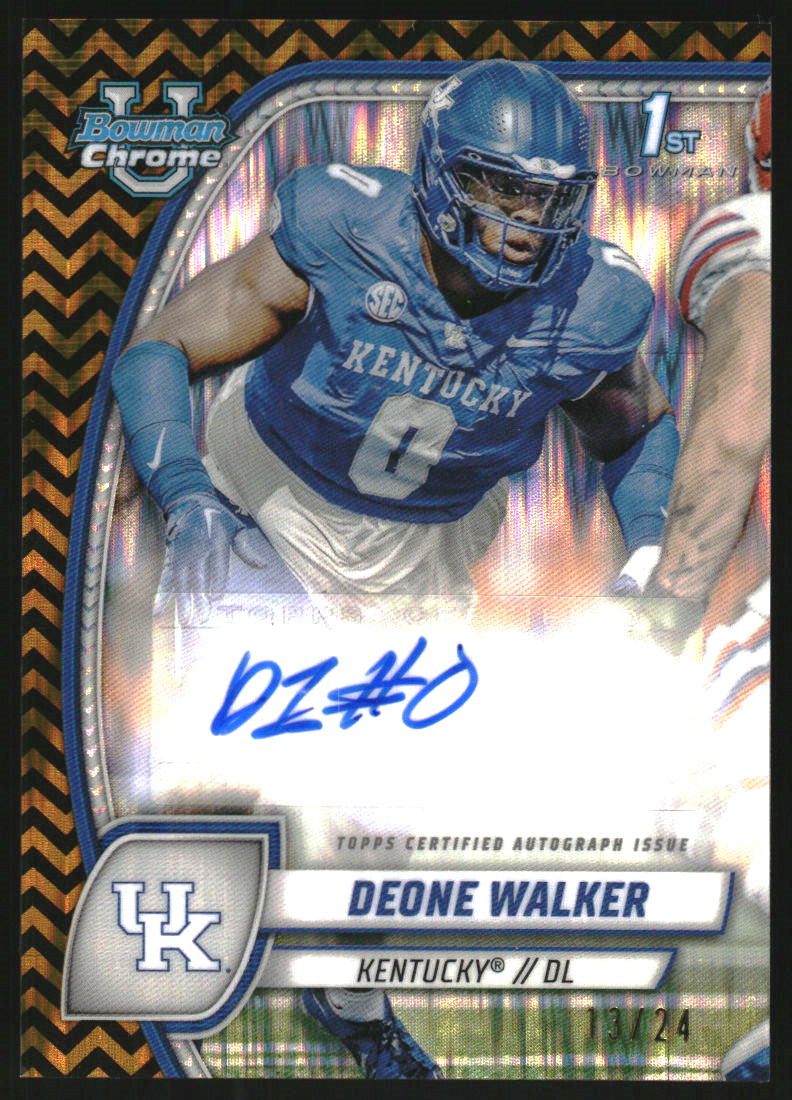 2024 Bowman Chrome University Prospect Autographs Black and Gold Stealth Refractors #PADWA Deone Walker Auto /24