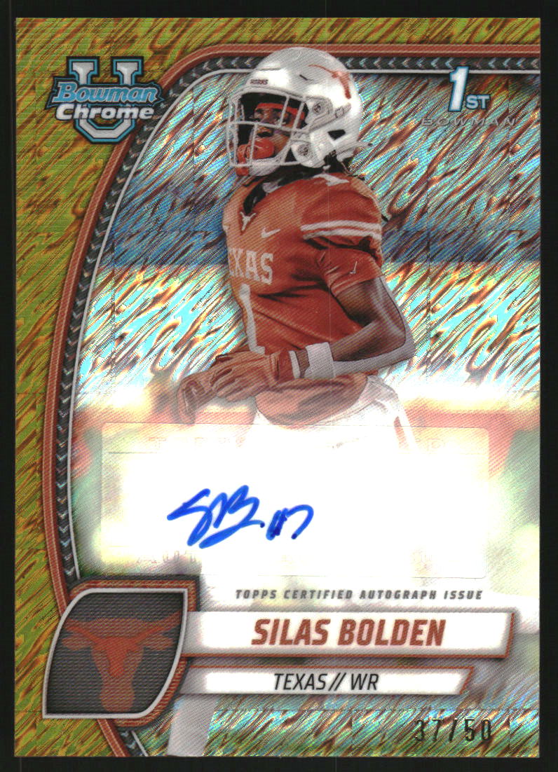 2024 Bowman Chrome University Prospect Autographs Gold Shimmer Refractors #PASBO Silas Bolden Auto /50