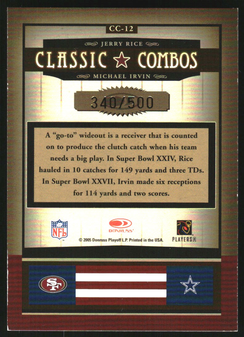 2005 Donruss Classics Classic Combos Bronze #12 Jerry Rice/Michael Irvin
