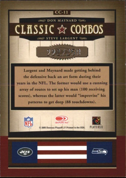 2005 Donruss Classics Classic Combos Gold #11 Don Maynard/Steve Largent
