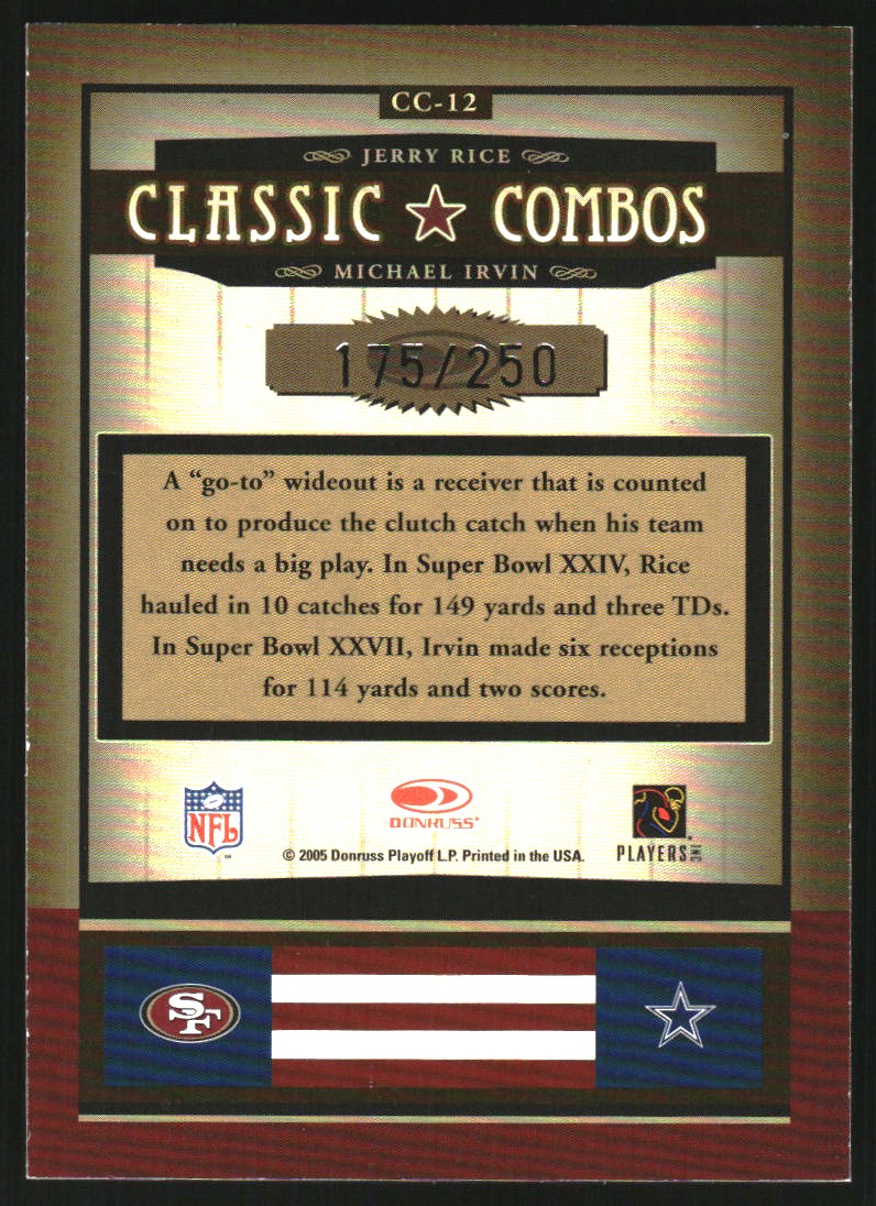 2005 Donruss Classics Classic Combos Silver #12 J.Rice/M.Irvin