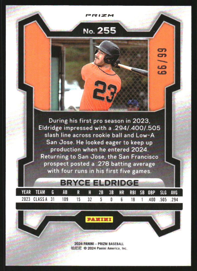 2024 Panini Prizm Prizms Purple #255 Bryce Eldridge /99