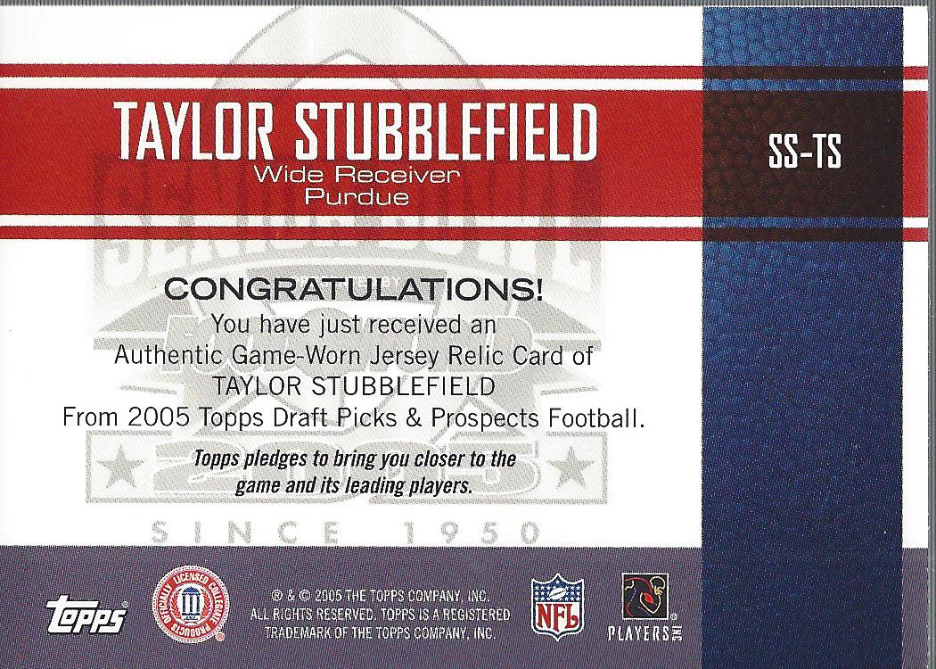 2005 Topps Draft Picks and Prospects Senior Standout Jersey #SSTS Taylor Stubblefield J back image