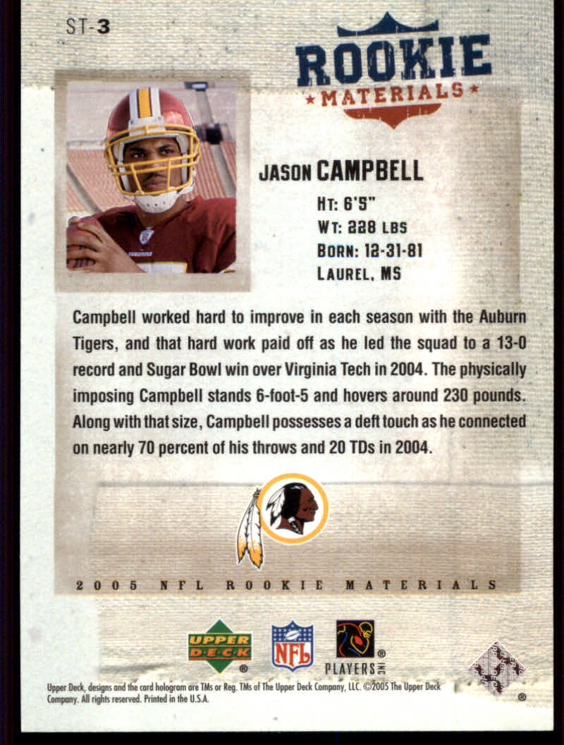 2005 Rookie Materials (Upper Deck) Football "Insert" Cards - Picture 8 of 26