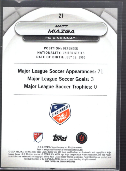 B6237- 2024 Topps Superstars Mls Common Gelb Karten -du Pick- 15 + Free US - Bild 5 von 7
