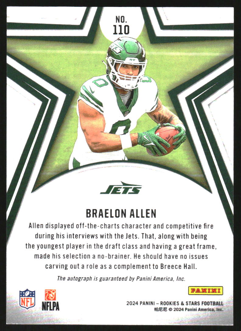 2024 Rookies and Stars Signatures Longevity #110 Braelon Allen Auto /349
