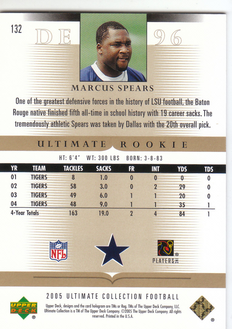 Tarjetas "conjunto principal" de fútbol americano Ultimate Collection 2005 (mazo superior) #2 a #289 - Imagen 191 de 301