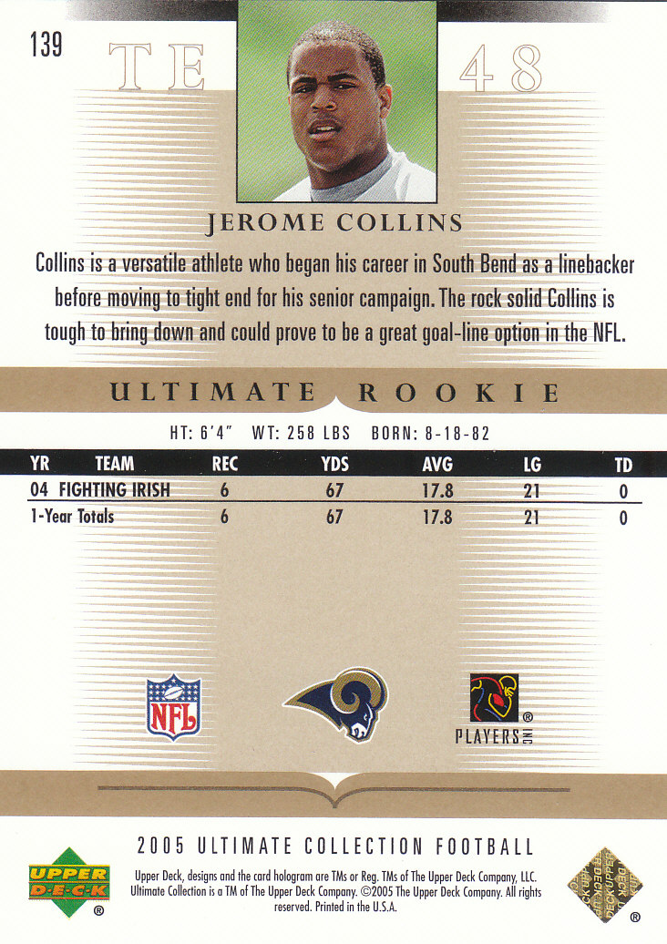 Tarjetas "conjunto principal" de fútbol americano Ultimate Collection 2005 (mazo superior) #2 a #289 - Imagen 201 de 301