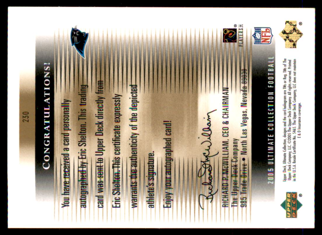 2005 Ultimate Collection #230 Eric Shelton AU/150 RC