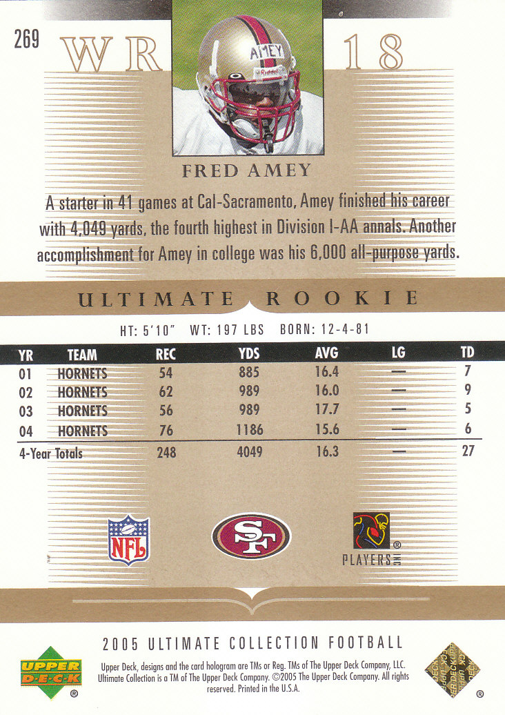 Tarjetas "conjunto principal" de fútbol americano Ultimate Collection 2005 (mazo superior) #2 a #289 - Imagen 267 de 301