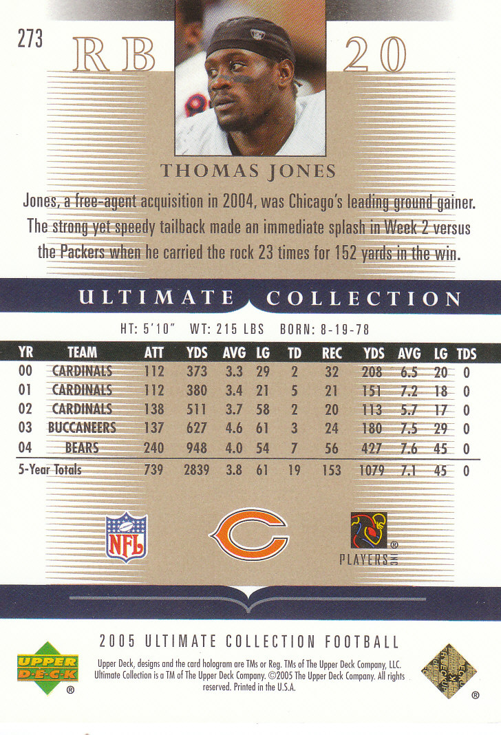 Tarjetas "conjunto principal" de fútbol americano Ultimate Collection 2005 (mazo superior) #2 a #289 - Imagen 275 de 301