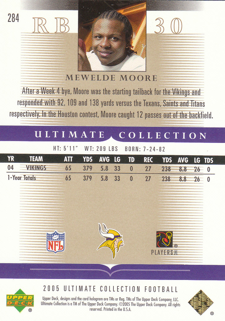 Tarjetas "conjunto principal" de fútbol americano Ultimate Collection 2005 (mazo superior) #2 a #289 - Imagen 293 de 301
