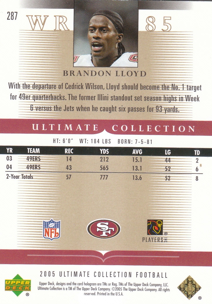 Tarjetas "conjunto principal" de fútbol americano Ultimate Collection 2005 (mazo superior) #2 a #289 - Imagen 297 de 301