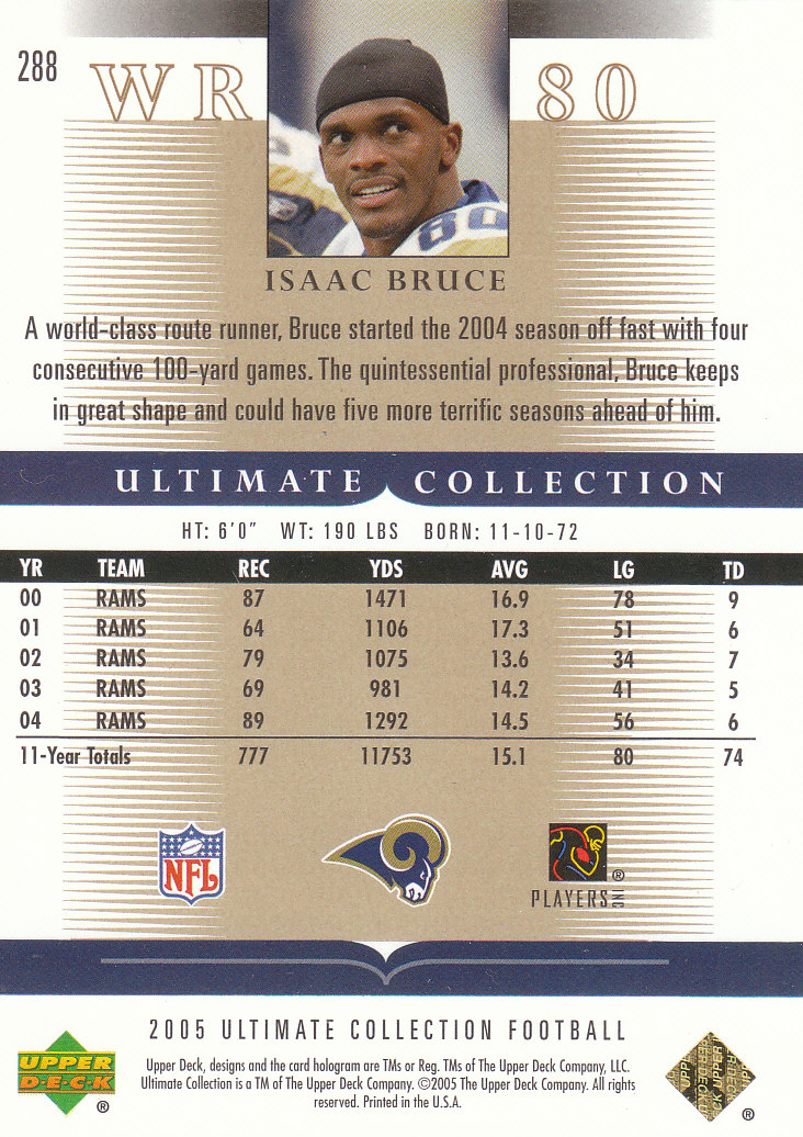 Tarjetas "conjunto principal" de fútbol americano Ultimate Collection 2005 (mazo superior) #2 a #289 - Imagen 299 de 301