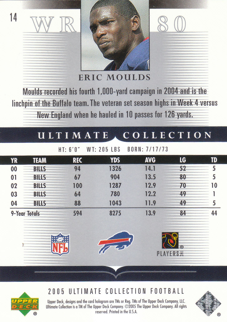 2005 Ultimate Collection (Upper Deck) Football "Parallel and Jersey" Cards - Picture 5 of 19