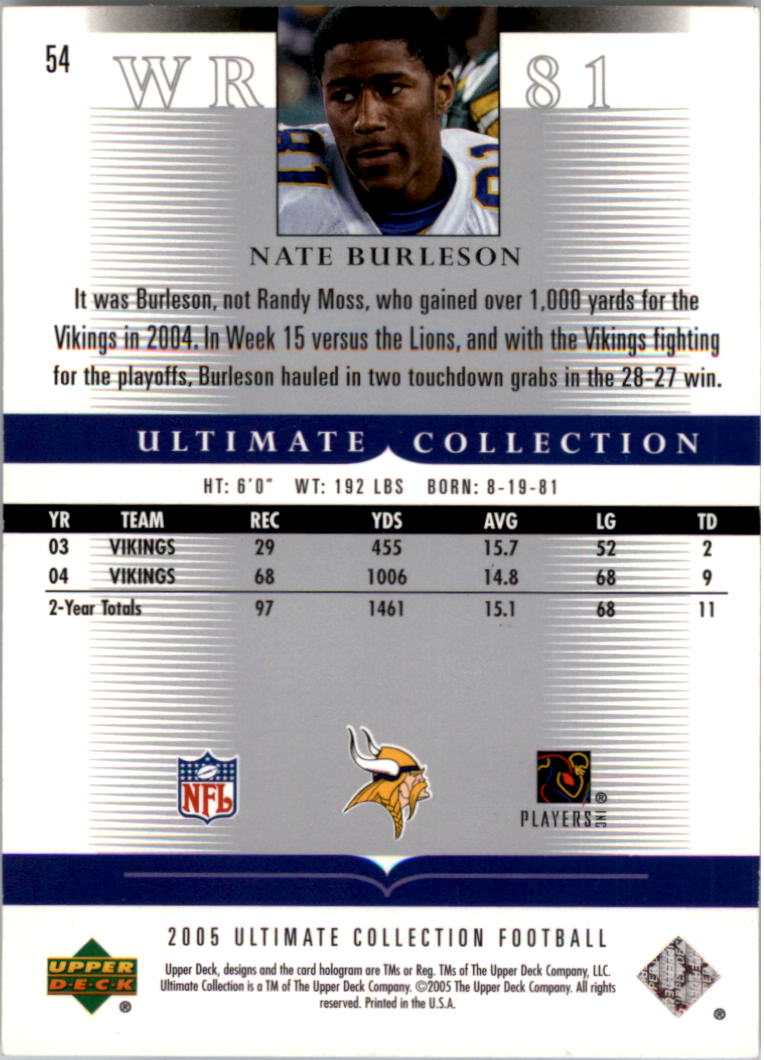 2005 Ultimate Collection Gold Holofoil #54 Nate Burleson back image