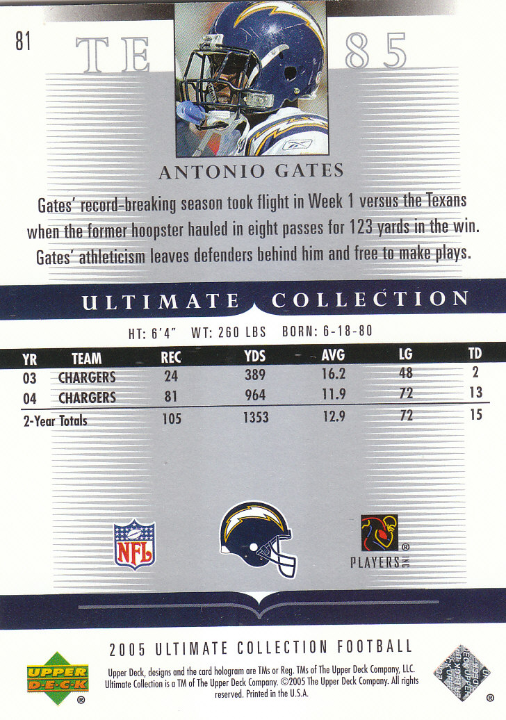 2005 Ultimate Collection (Upper Deck) Football "Parallel and Jersey" Cards - Picture 11 of 19