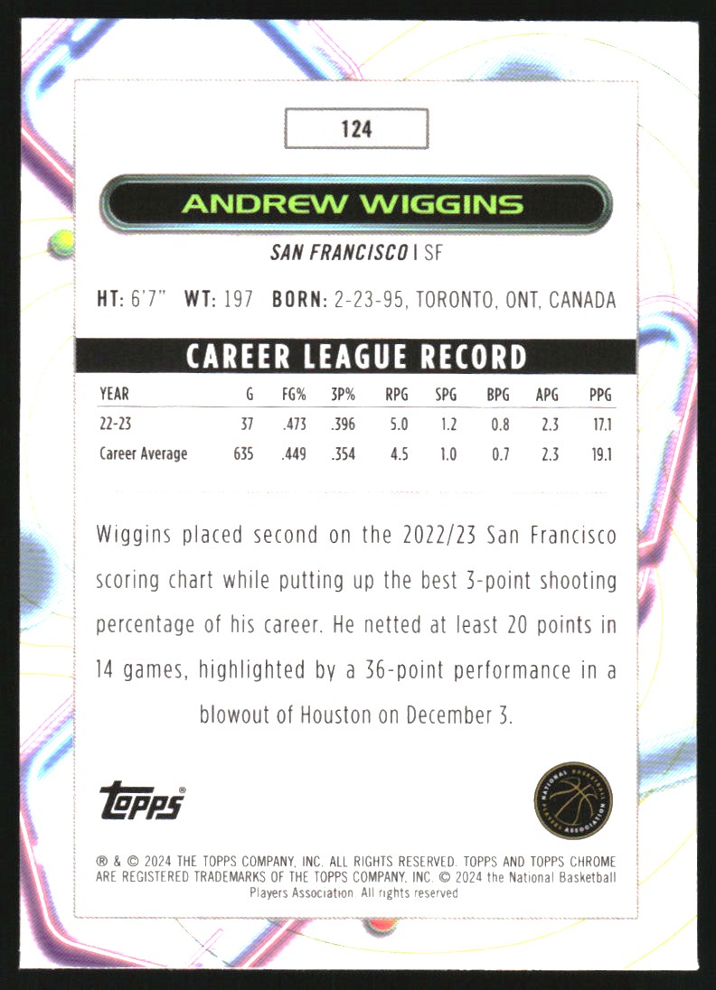 2023-24 Topps Cosmic Chrome #124 Andrew Wiggins