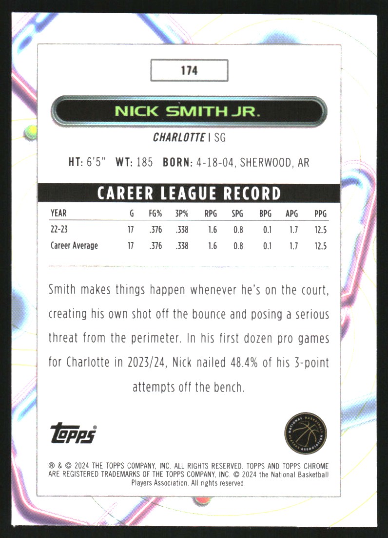 2023-24 Topps Cosmic Chrome Nucleus Refractors #174 Nick Smith Jr.