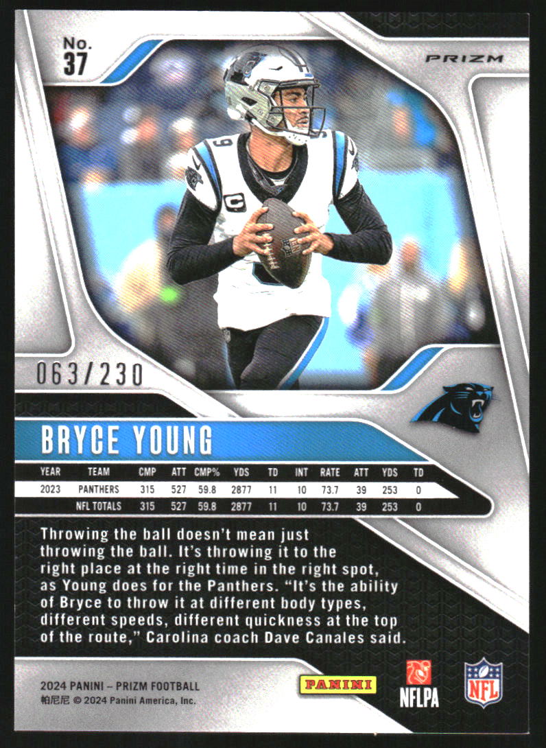 2024 Panini Prizm Prizms Blue Wave #37 Bryce Young /230 - NM-MT