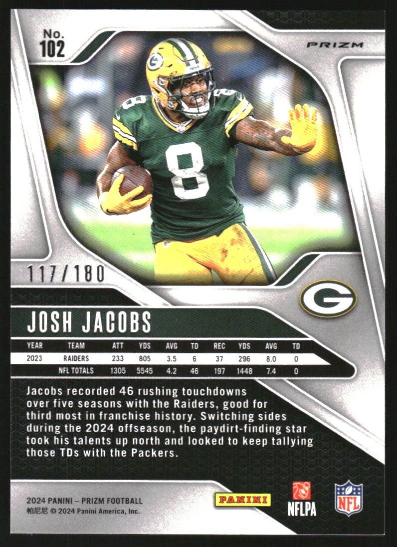 2024 Panini Prizm Prizms Hyper #102 Josh Jacobs