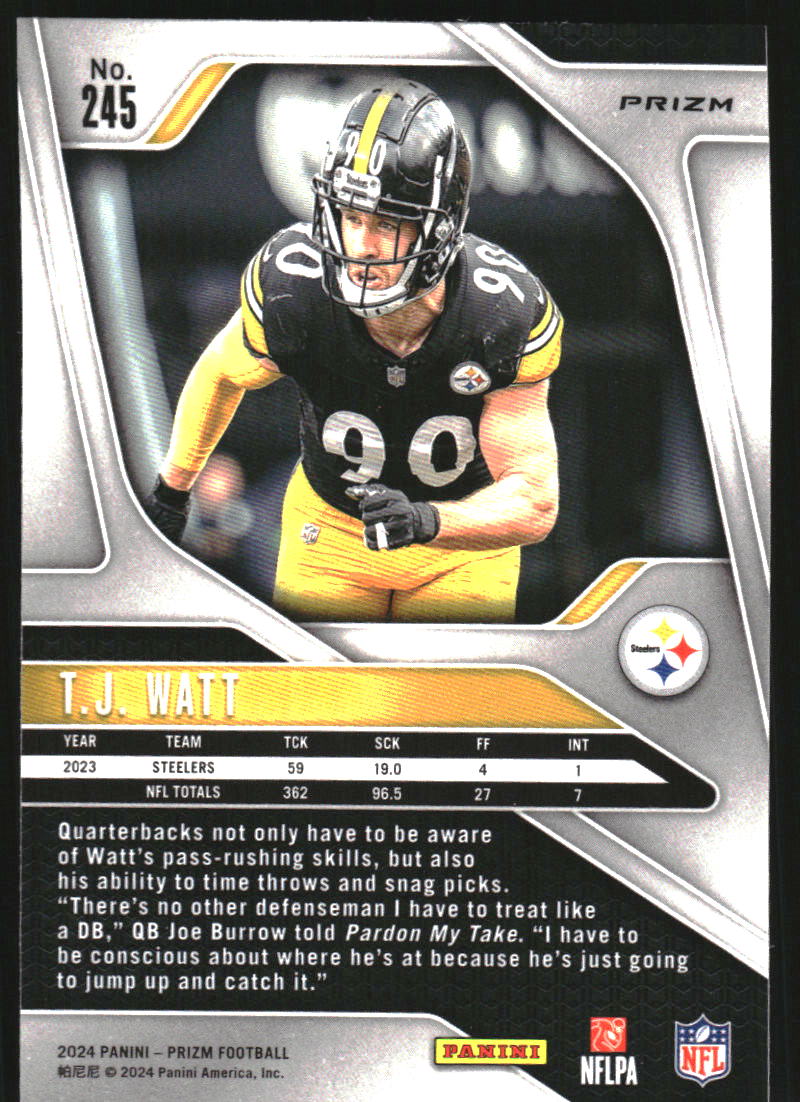 2024 Panini Prizm Prizms Lazer #245 T.J. Watt