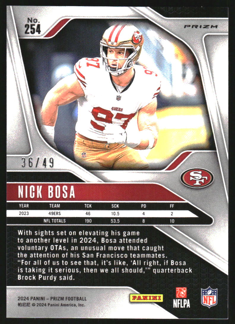 2024 Panini Prizm Prizms Purple Power #254 Nick Bosa
