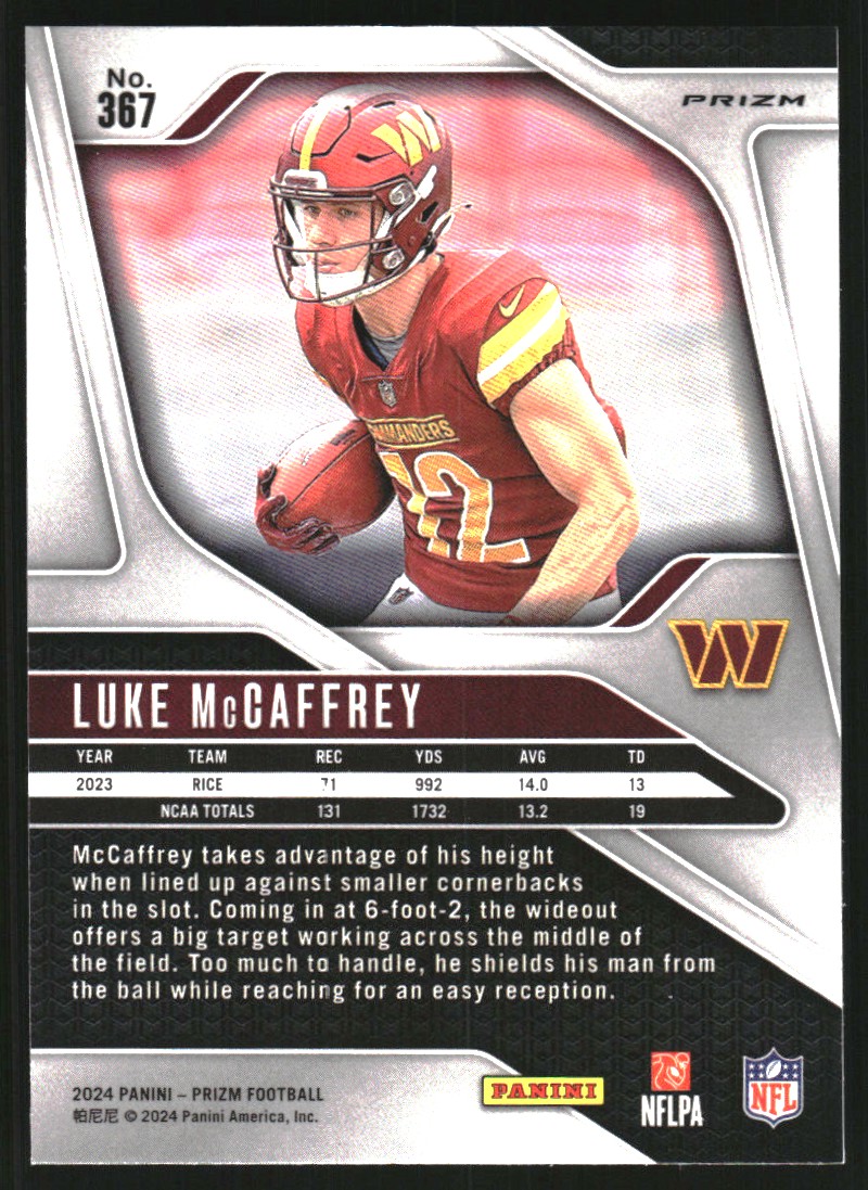 2024 Panini Prizm Prizms Lazer #367 Luke McCaffrey