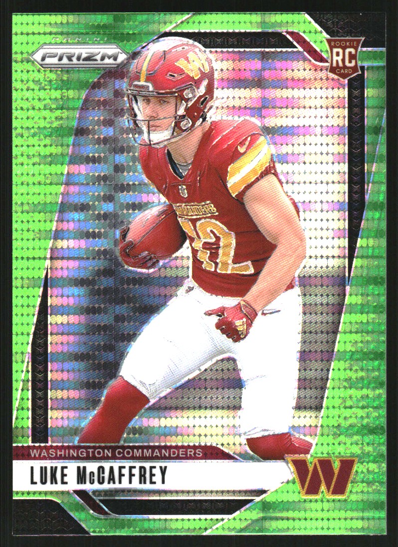 2024 Panini Prizm Prizms Neon Green Pulsar #367 Luke McCaffrey
