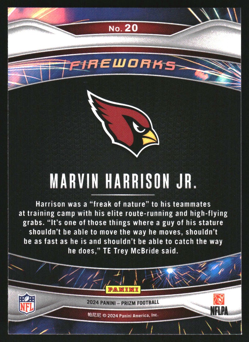 2024 Panini Prizm Fireworks #20 Marvin Harrison Jr.