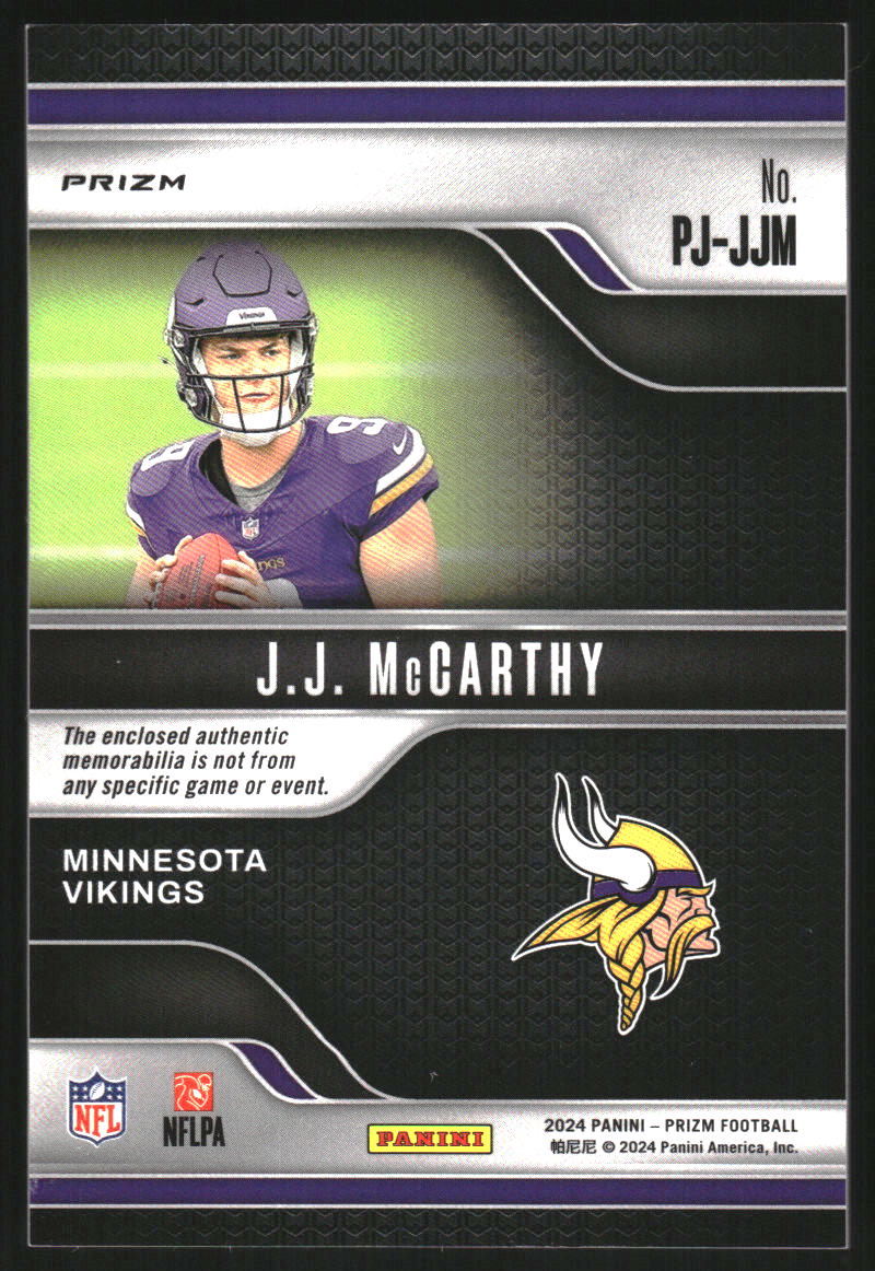 2024 Panini Prizm Premier Jerseys Pink #8 JJ McCarthy