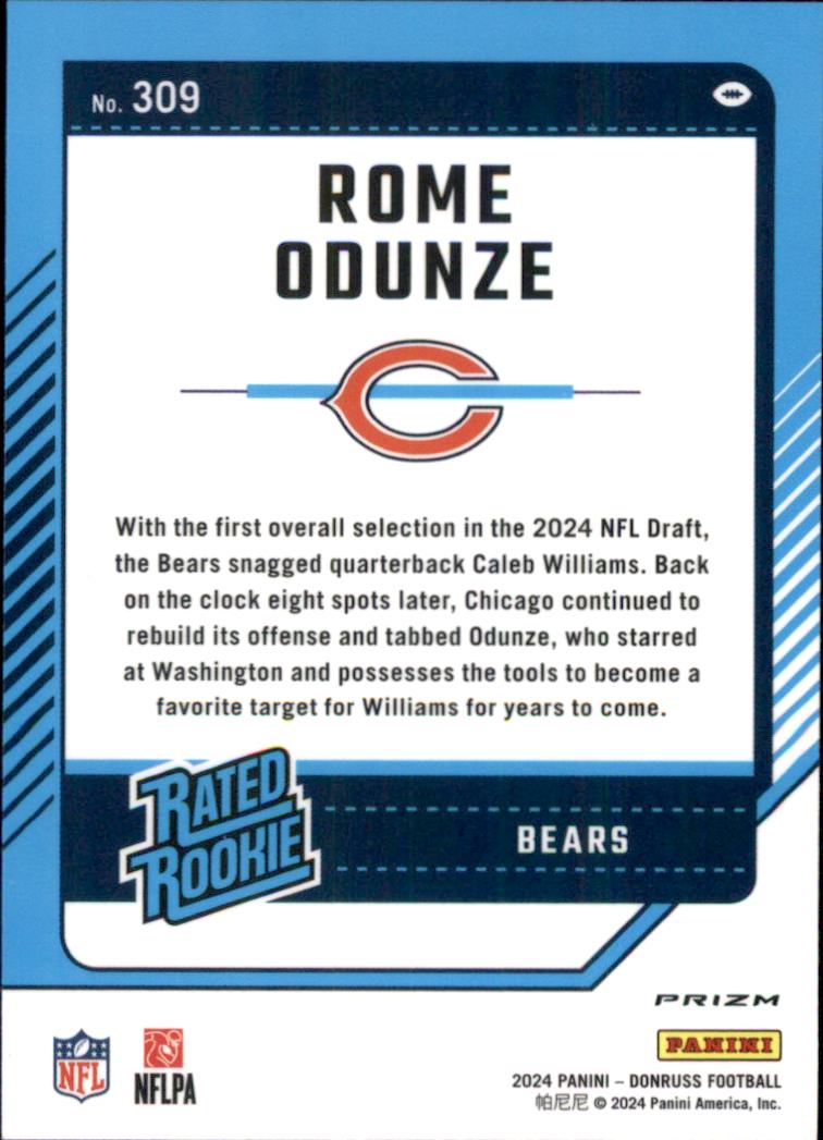 2024 Donruss Optic Rated Rookies Preview Red Wave #309 Rome Odunze back image