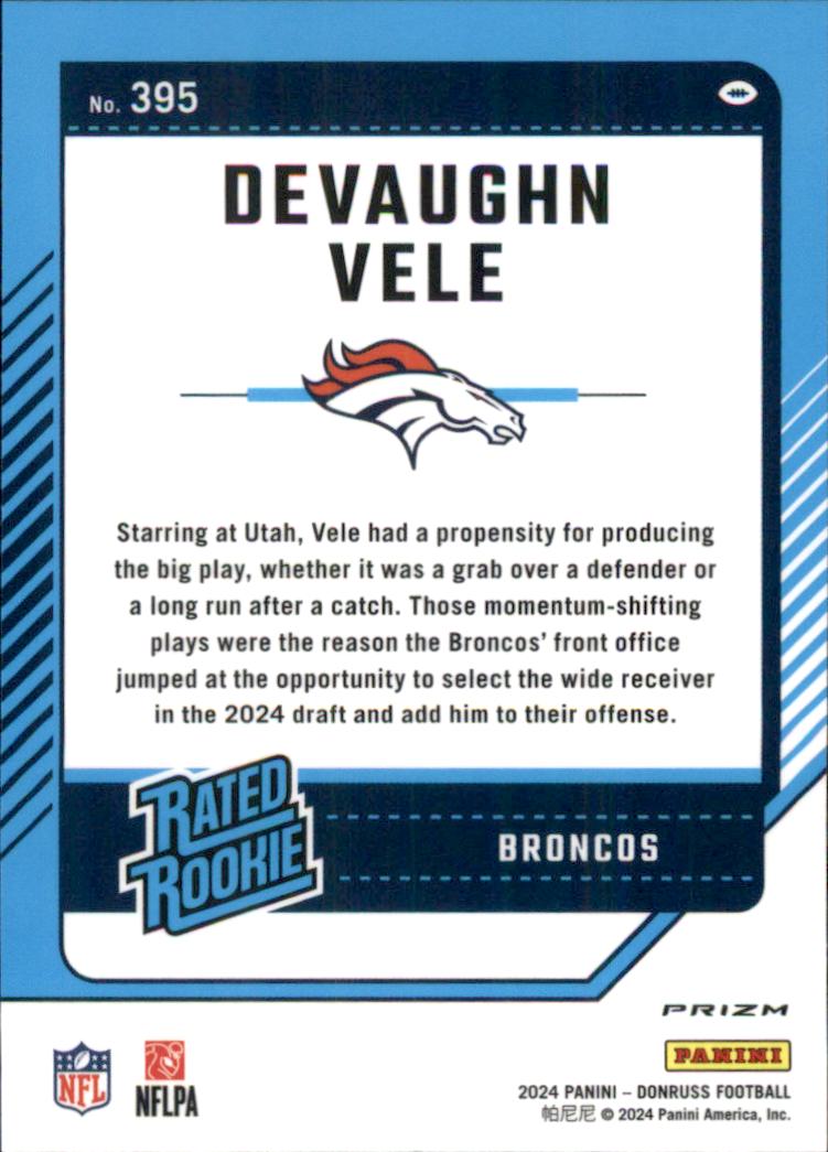 2024 Donruss Optic Rated Rookies Preview Red Wave #395 Devaughn Vele back image