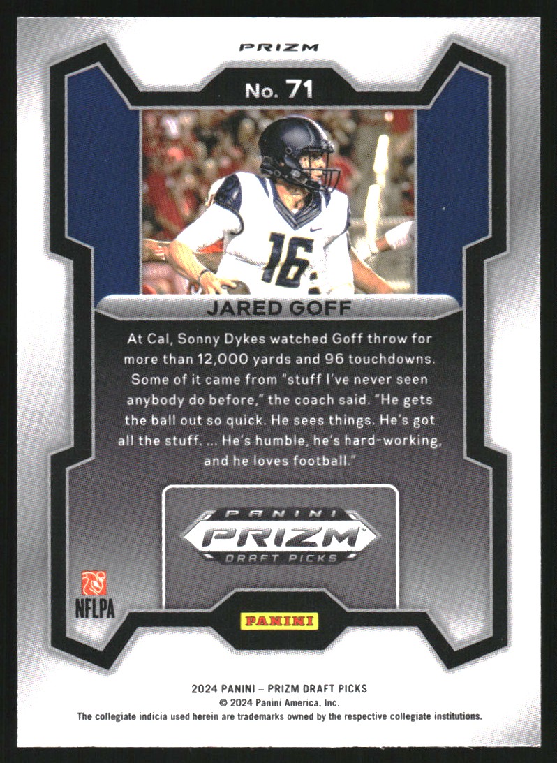 2024 Panini Prizm Draft Picks Prizms Red Ice #71 Jared Goff