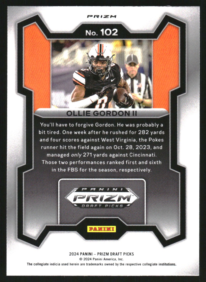 2024 Panini Prizm Draft Picks Prizms Red Ice #102 Ollie Gordon II