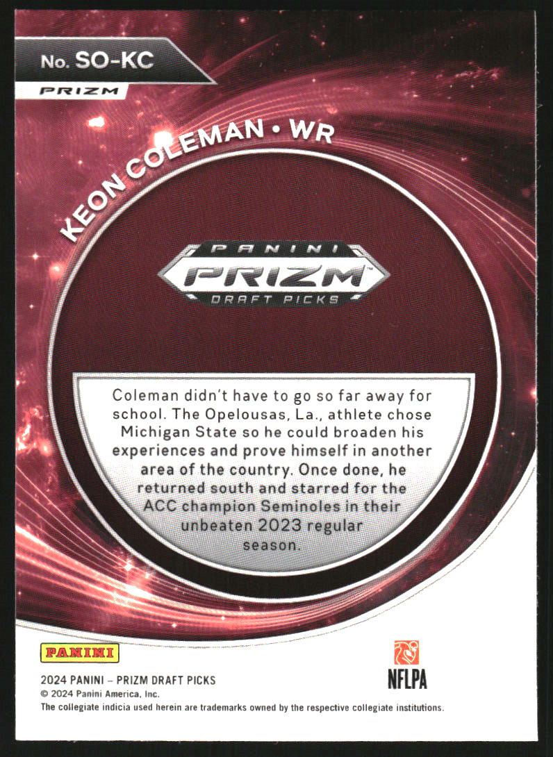 2024 Panini Prizm Draft Picks Student Orientation Red Ice #13 Keon Coleman