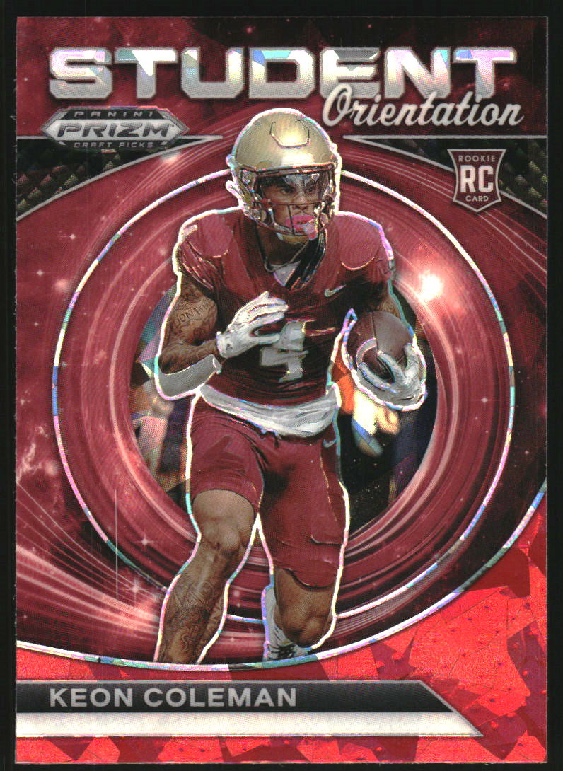 2024 Panini Prizm Draft Picks Student Orientation Red Ice #13 Keon Coleman