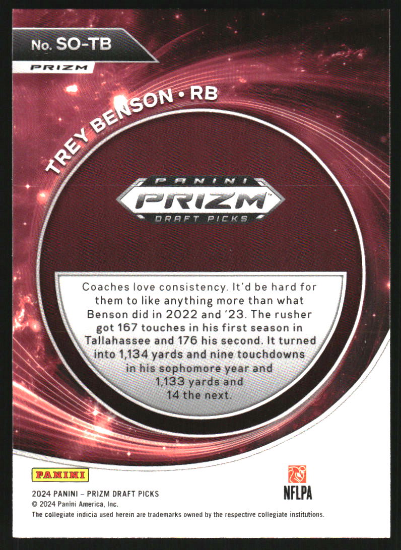 2024 Panini Prizm Draft Picks Student Orientation Red Ice #21 Trey Benson