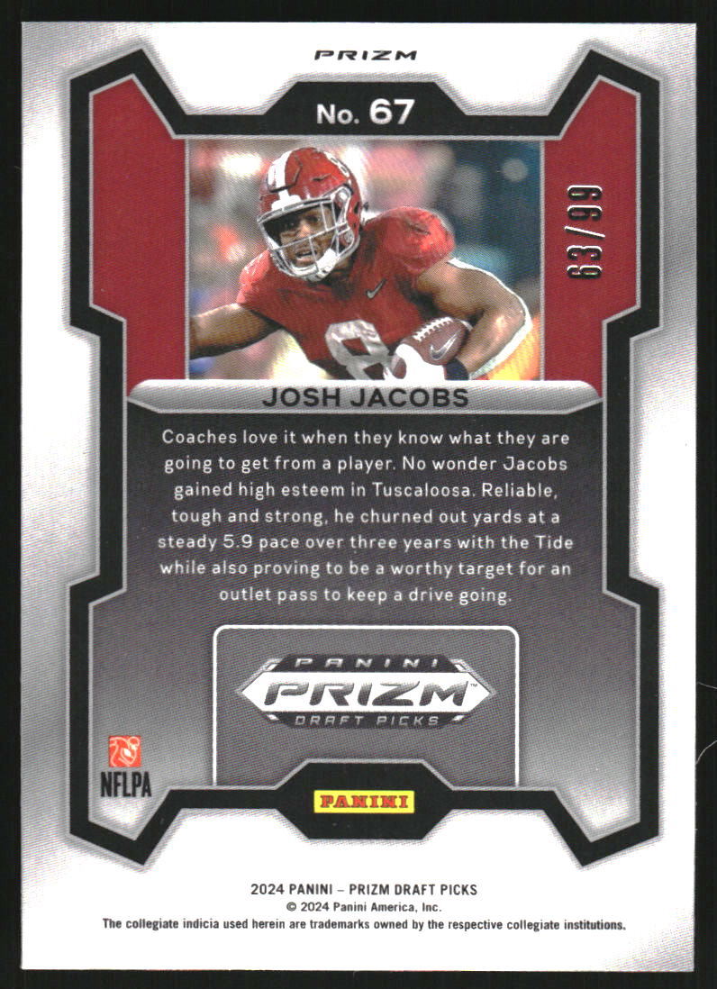 2024 Panini Prizm Draft Picks Prizms Blue Ice #67 Josh Jacobs