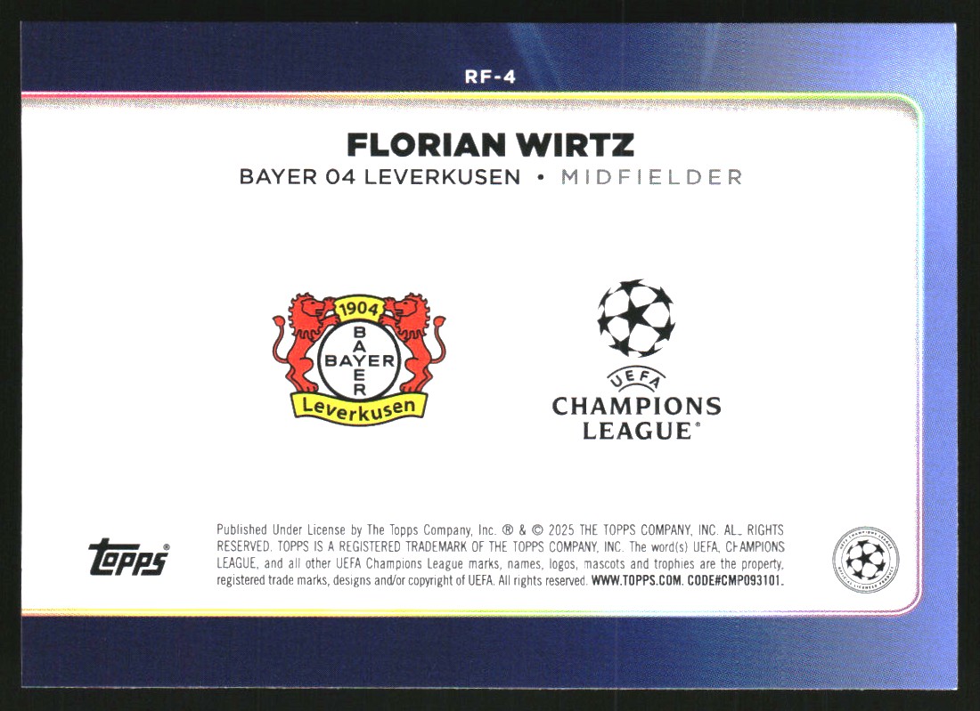 2024-25 Topps UEFA Club Competitions Trophy Chasers #RF4 Florian Wirtz