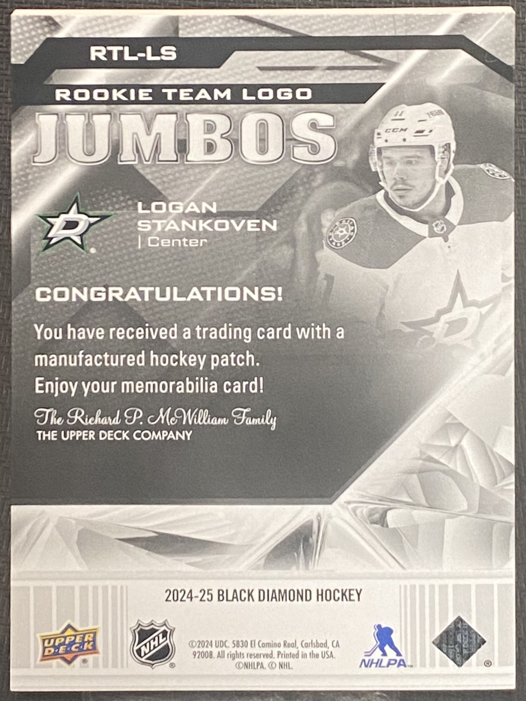 2024-25 Black Diamond Rookie Team Logo Jumbo Puzzle Patch #RTLLS Logan ...