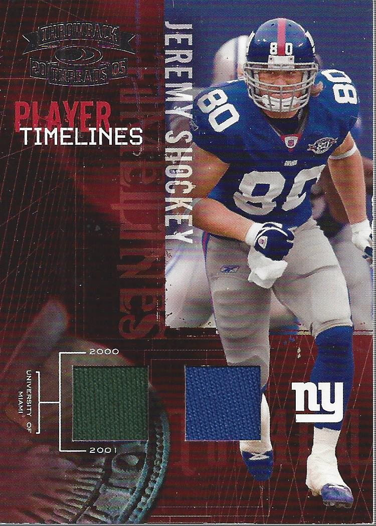 2005 Throwback Threads Player Timelines Dual Material #PT12 Jeremy Shockey