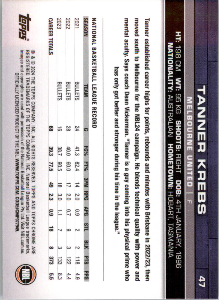 2023-24 Topps Chrome NBL Basketball Card Pick (Base) - Picture 95 of 201