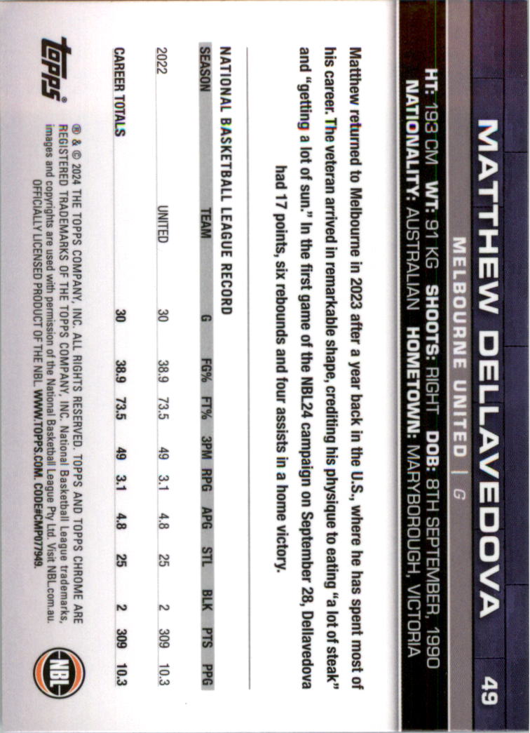 2023-24 Topps Chrome NBL Basketball Card Pick (Base) - Picture 99 of 201