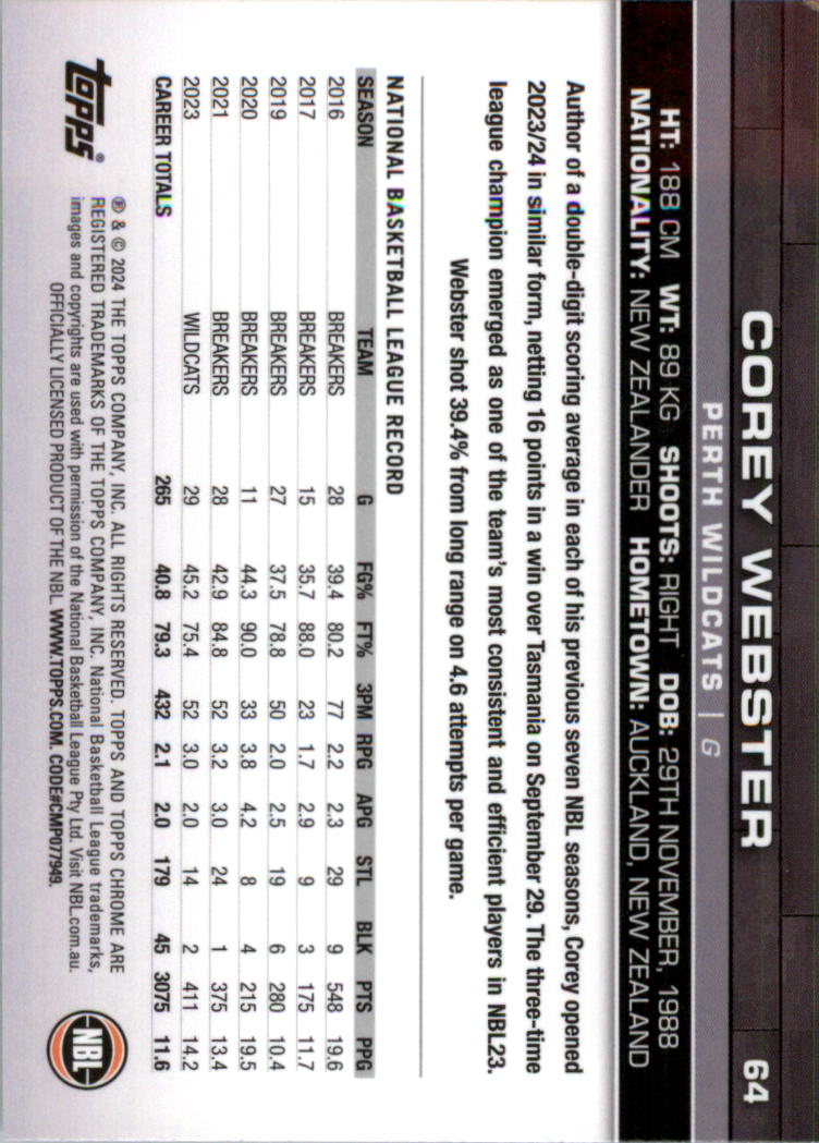 2023-24 Topps Chrome NBL Basketball Card Pick (Base) - Picture 129 of 201