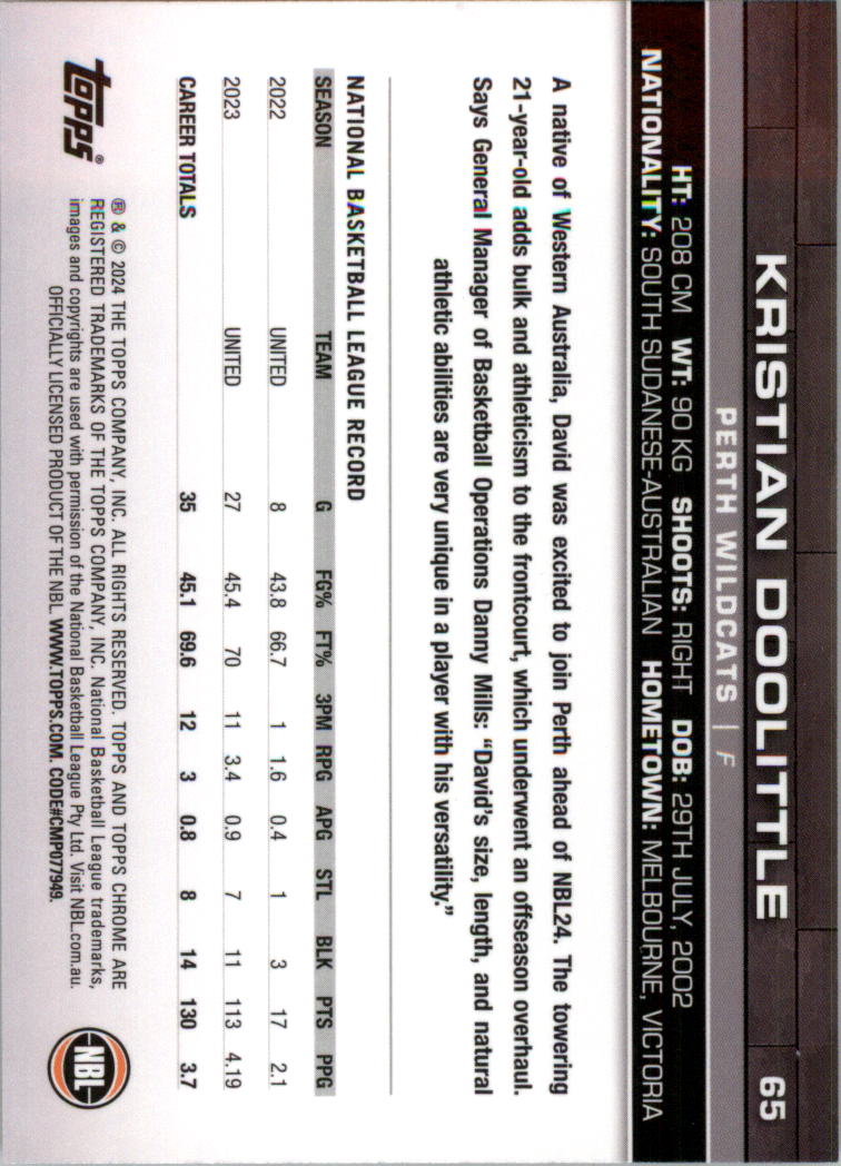 2023-24 Topps Chrome NBL Basketball Card Pick (Base) - Picture 131 of 201