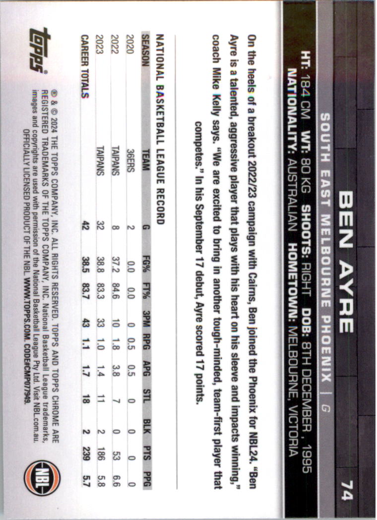 2023-24 Topps Chrome NBL Basketball Card Pick (Base) - Picture 149 of 201