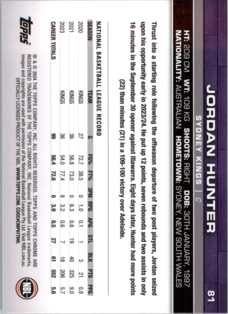 2023-24 Topps Chrome NBL Basketball Card Pick (Base) - Picture 163 of 201