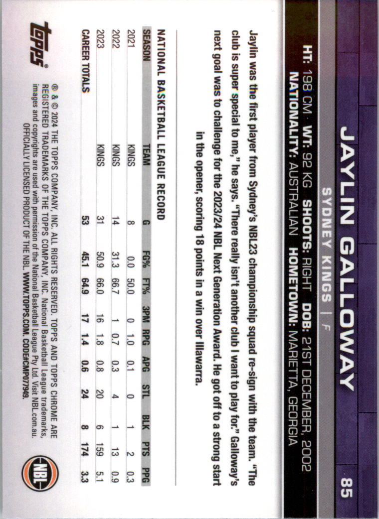 2023-24 Topps Chrome NBL Basketball Card Pick (Base) - Picture 171 of 201